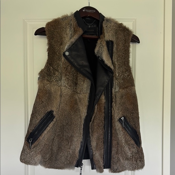 BCBGMaxAzria Black and Brown Fur Vest - Picture 1 of 6